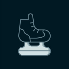 Line Skates icon isolated on black background. Ice skate shoes icon. Sport boots with blades. Flat filled outline style with shadow. Vector