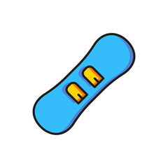 Color Snowboard icon isolated on white background. Snowboarding board icon. Extreme sport. Sport equipment. Flat filled outline style with shadow. Vector