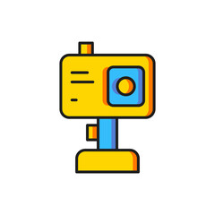 Color Action extreme camera icon isolated on white background. Video camera equipment for filming extreme sports. Flat filled outline style with shadow. Vector