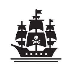 Pirate ship Silhouette vector illustration