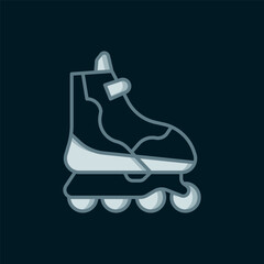 Line Roller skate icon isolated on black background. Flat filled outline style with shadow. Vector