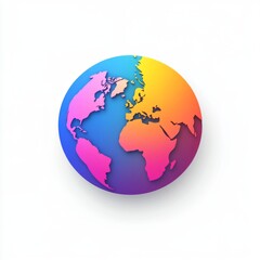Vibrant Colorful 3D Earth Globe Design