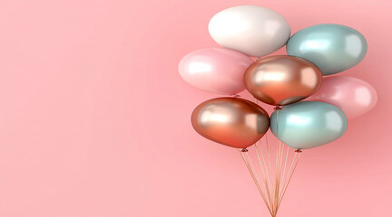 Pastel Pink and Blue Balloons Framing a Blank Square on a Colorful Background Perfect for Party Themes.