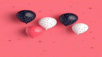 Pastel Pink and Blue Balloons Framing a Blank Square on a Colorful Background Perfect for Party Themes.