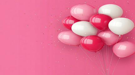 Pastel Pink and Blue Balloons Framing a Blank Square on a Colorful Background Perfect for Party Themes.