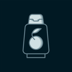 Line Bottle of shampoo icon isolated on black background. Flat filled outline style with shadow. Vector