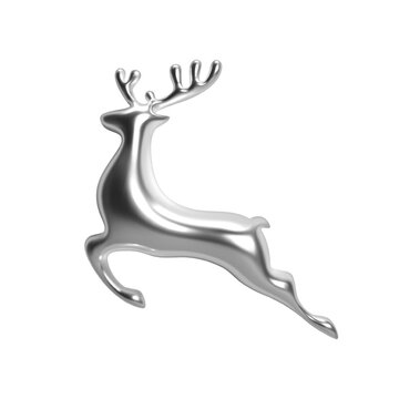 recommend clip art: 3D chrome reindeer ornament with shiny reflective metallic surface isolated on white background. Christmas and winter holiday decoration. Perfect for greeting cards, posters, and festive designs