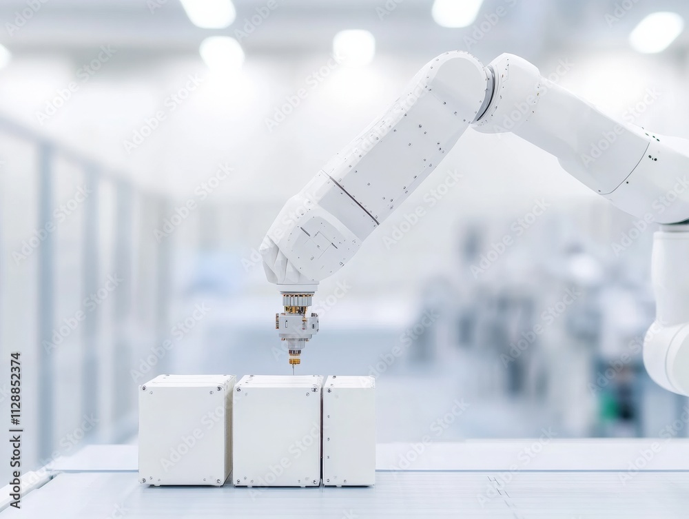 Aufkleber robotic arm in cleanroom precision in satellite component assembly