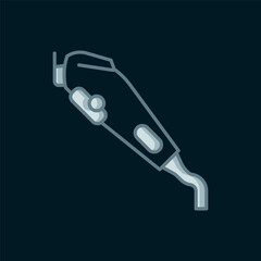 Line Electrical hair clipper or shaver icon isolated on black background. Barbershop symbol. Flat filled outline style with shadow. Vector