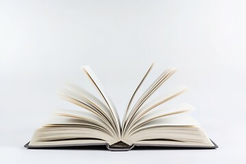 Fototapeta premium Open book on white, pages fluttering, symbol of knowledge