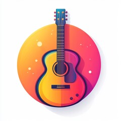 Fototapeta premium Vibrant Colorful Acoustic Guitar Illustration