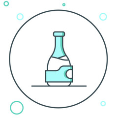 Line Bottle of wine icon isolated on white background. Colorful outline concept. Vector