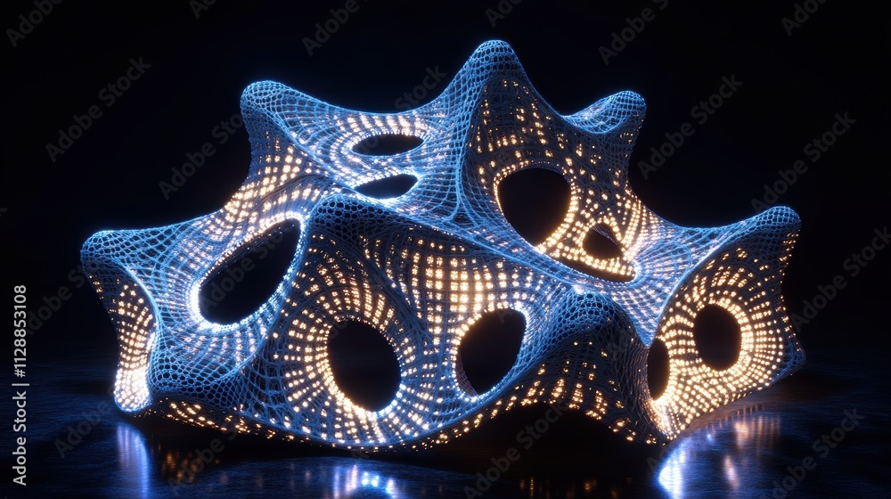 Poster Abstract illuminated structure with intricate patterns and textures