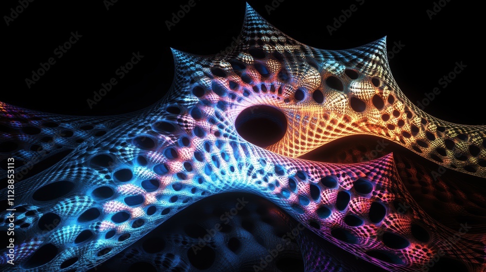 Poster Colorful Abstract Patterns in 3D with Light and Shadow Effects