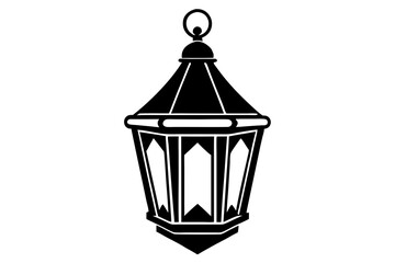 Arabian Lantern Silhouette Icon on Clean White Background