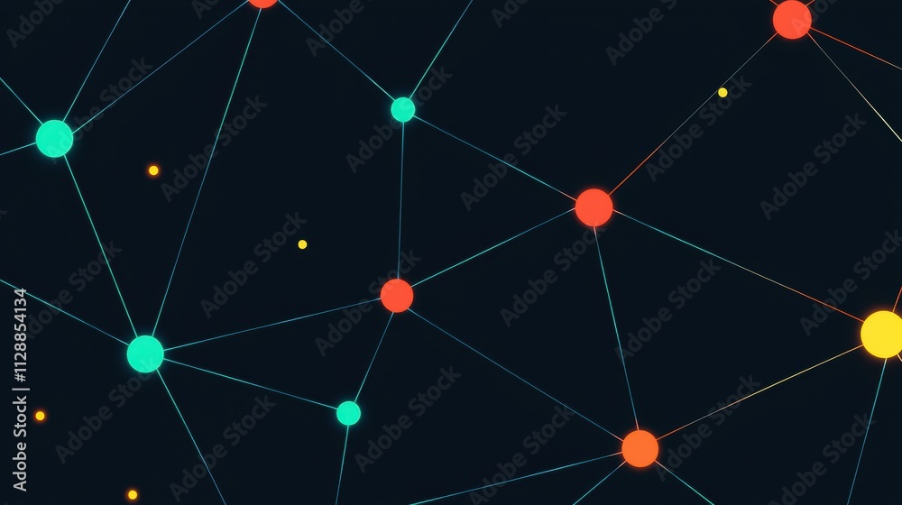 Poster abstract representation of neural networks interconnecting data points in a dynamic space