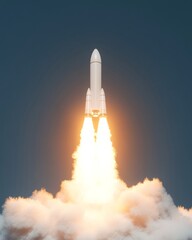 Nighttime Rocket Launch Showcasing Technological Achievement and Ambition