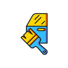 Color Car painting icon isolated on white background. Car body repair process. Flat filled outline style with shadow. Vector