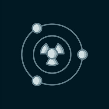 recommend clip art: Line Radioactive icon isolated on black background. Radioactive toxic symbol. Radiation hazard sign. Flat filled outline style with shadow. Vector