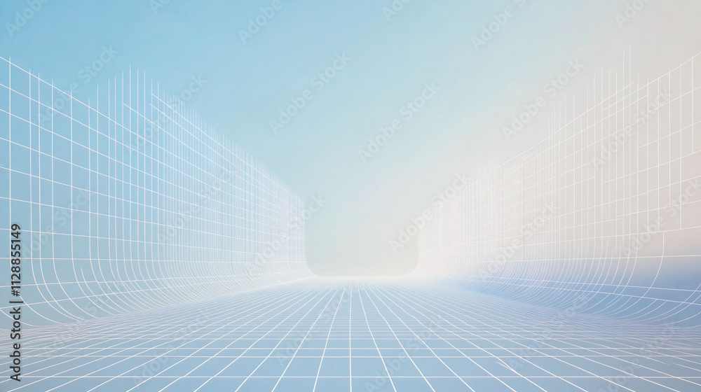 Poster A minimalist geometric background featuring clean white shapes and lines, creating a modern, sleek design.