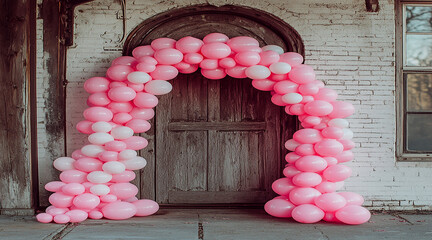 Pastel Pink and Blue Balloons Framing a Blank Square on a Colorful Background Perfect for Party Themes.