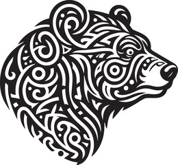 dog head vector line art and silhouette illustration