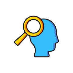 Color Magnifying glass for search job icon isolated on white background. Recruitment or selection concept. Search for employees and job. Flat filled outline style with shadow. Vector