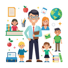 Teacher elements illustration