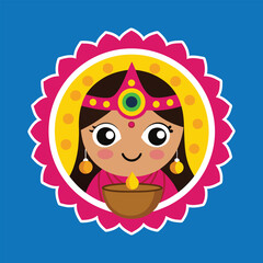 Diwali Traditional Indian Attire Clip Art Vector Design