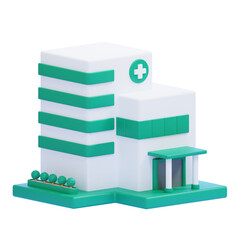 PNG 3D hospital icon isolated on a white background
