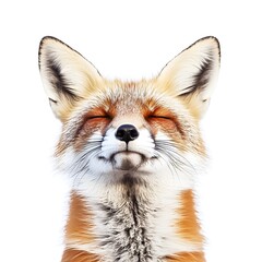 Obraz premium Happy Lucky Smiling isolated Playful Fox Wild Animal white background
