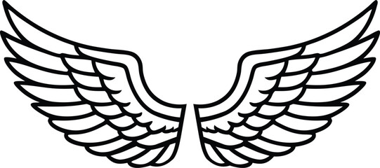 Wing line art, angel wings tattoo vector illustration
