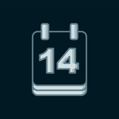 Line Calendar with February 14 icon isolated on black background. Valentines day. Love symbol. Flat filled outline style with shadow. Vector