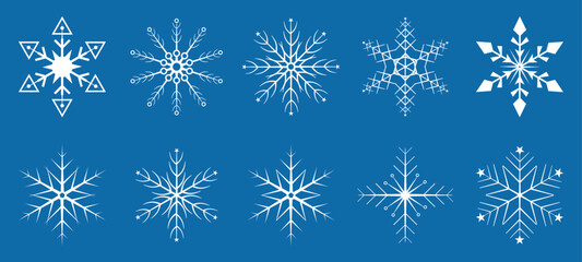 Snowflakes icon set graphic collection vintage floral ornament decor winter party geometric art decoration elements