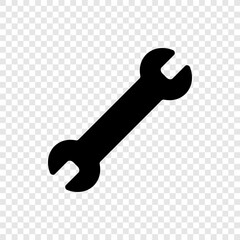 Wrench simple icon vector. Flat design. Transparent grid