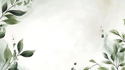 Elegant Green Leaves Watercolor Background Design