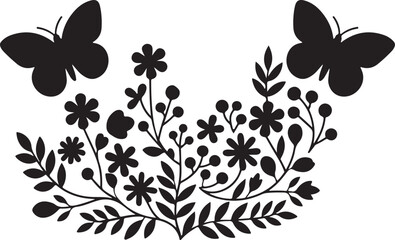 Flower flat design flower silhouettes vector decorative floral design with white background