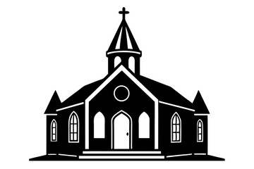 Church Vector Coin Icon on Clean White Background