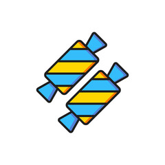 Color Candy icon isolated on white background. Happy Valentines day. Flat filled outline style with shadow. Vector