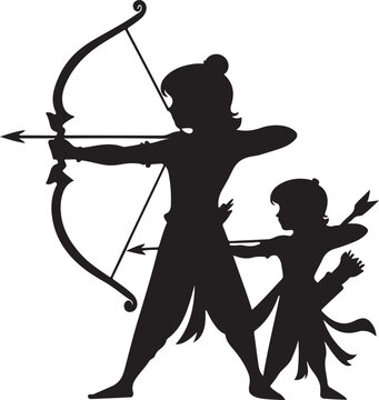 Ram navami Lord Ramas dynamism and heroic spirit minimalist silhouette vector illustration
