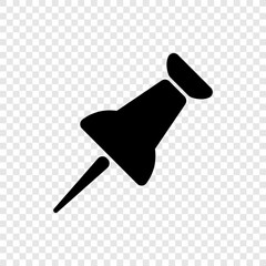 Pin simple icon vector. Flat design. Transparent grid