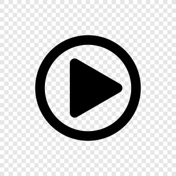 Play button simple icon vector. Flat design. Transparent grid