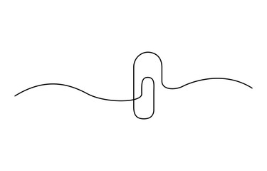 Linear background of paper clip. One continuous line drawing of a paper clip, One continuous line drawing of a paper clip. Vector illustration, 