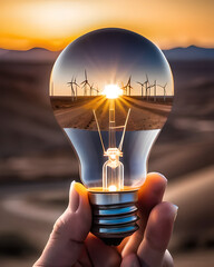 Concetto di energia alternativa e rinnovabile: solare, eolica da fonti rinnovabili