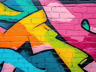 Fototapeta premium Vibrant Abstract Graffiti Art on Urban Brick Wall Background