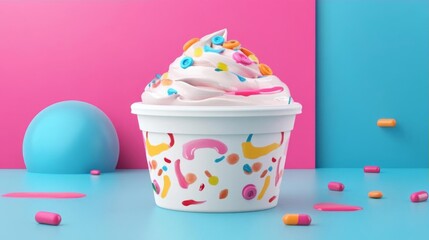 Colorful Frozen Yogurt Dessert Cup