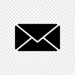 Message envelope simple icon vector. Flat design. Transparent grid