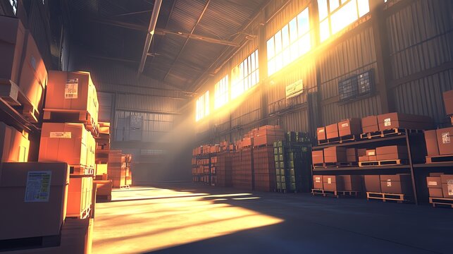 Bonded warehouse with rows of securely stored goods close up on organization dynamic Composite in a highsecurity storage area