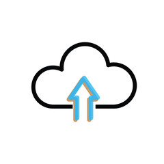 cloud computing. Upload icon. data system storage service concept. mixed design style. vector template design