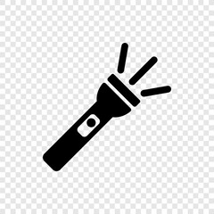 Flashlight simple icon vector. Flat design. Transparent grid